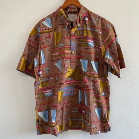 VTG Reyn Spooner Herb Kawainui Kane Shirt Top Mens XL Egyptian Cotton Nautical - Picture 1 of 12